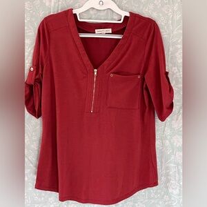 Parallel Skies top size small, burnt orange color